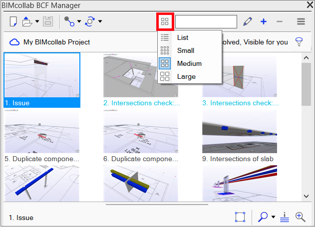 Change The Issue List To Tile View In The BCF Manager